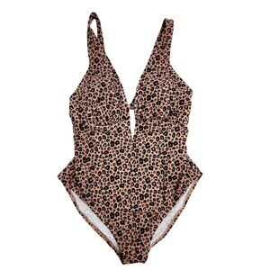Leopard Print Womens One-Piece Swimsuit By Shade & Shore Size XL (16)